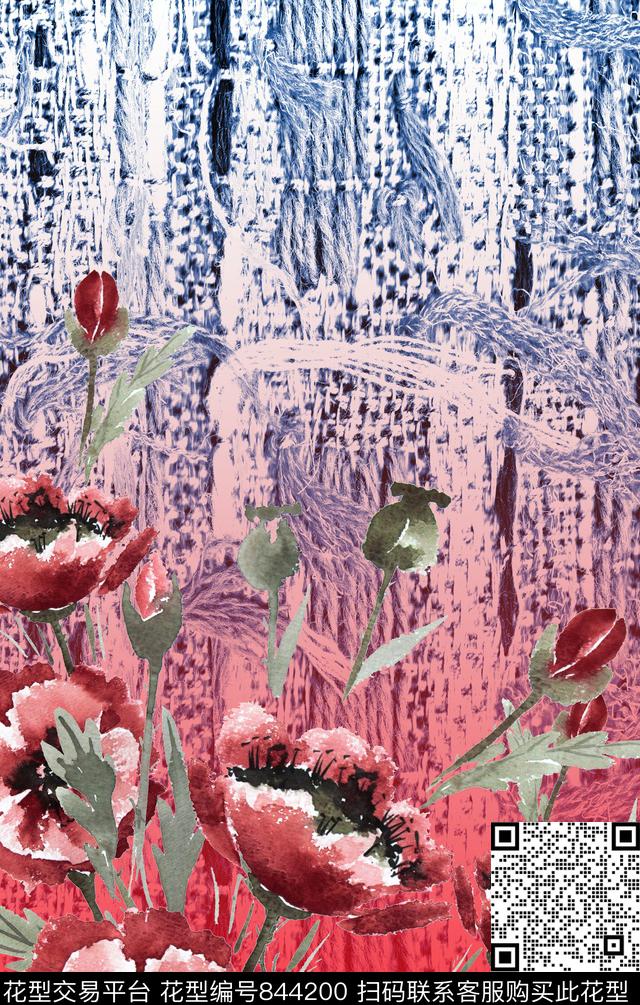 花朵花卉布纹数码印花华亿平台下载（图片编号: 844200） - 瓦栏（Walan）