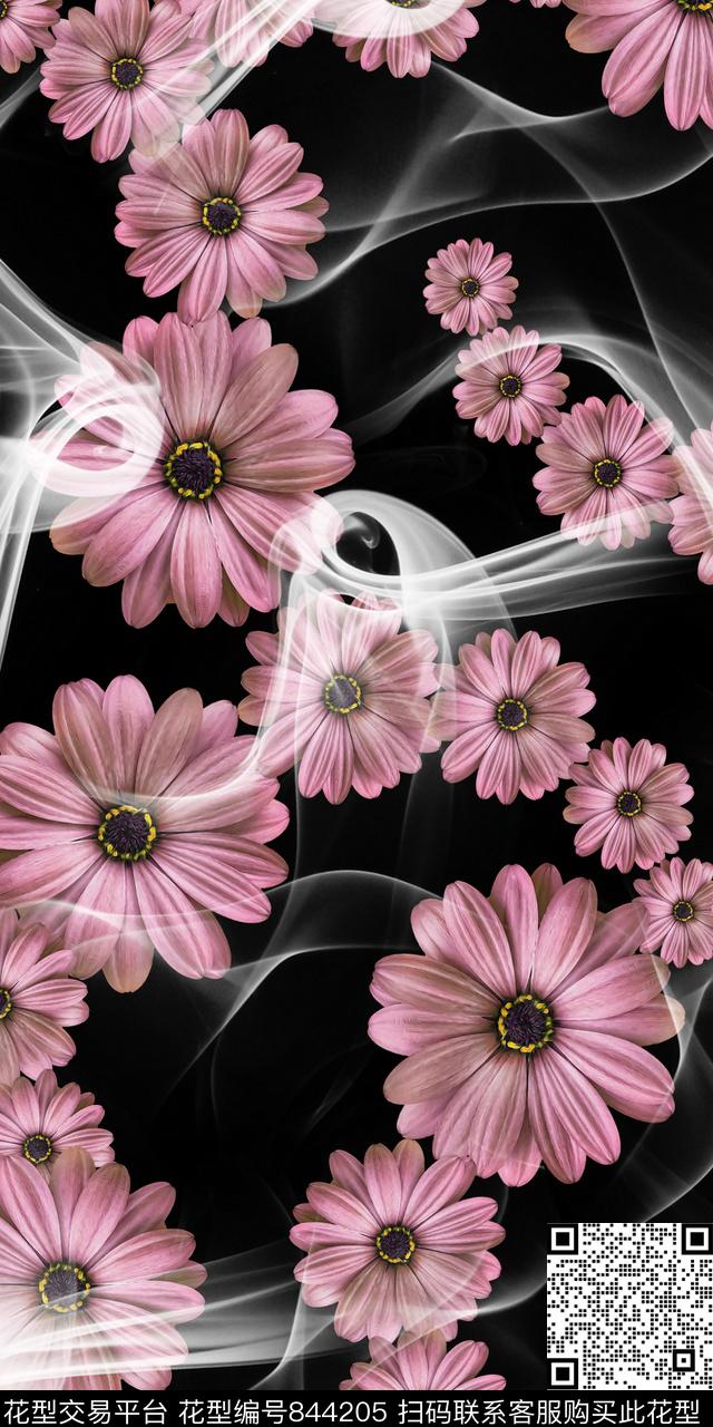 烟雾抽象雏菊数码印花华亿平台下载（图片编号: 844205） - 瓦栏（Walan）