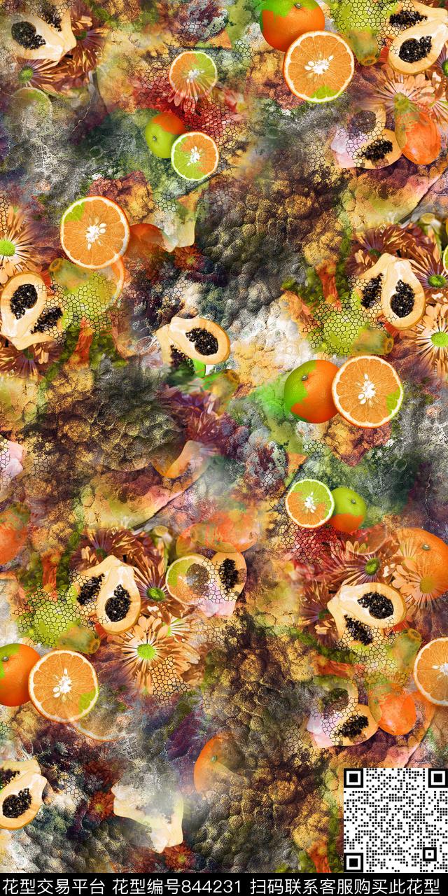 肌理抽象底纹水果数码印花华亿平台下载（图片编号: 844231） - 瓦栏（Walan）