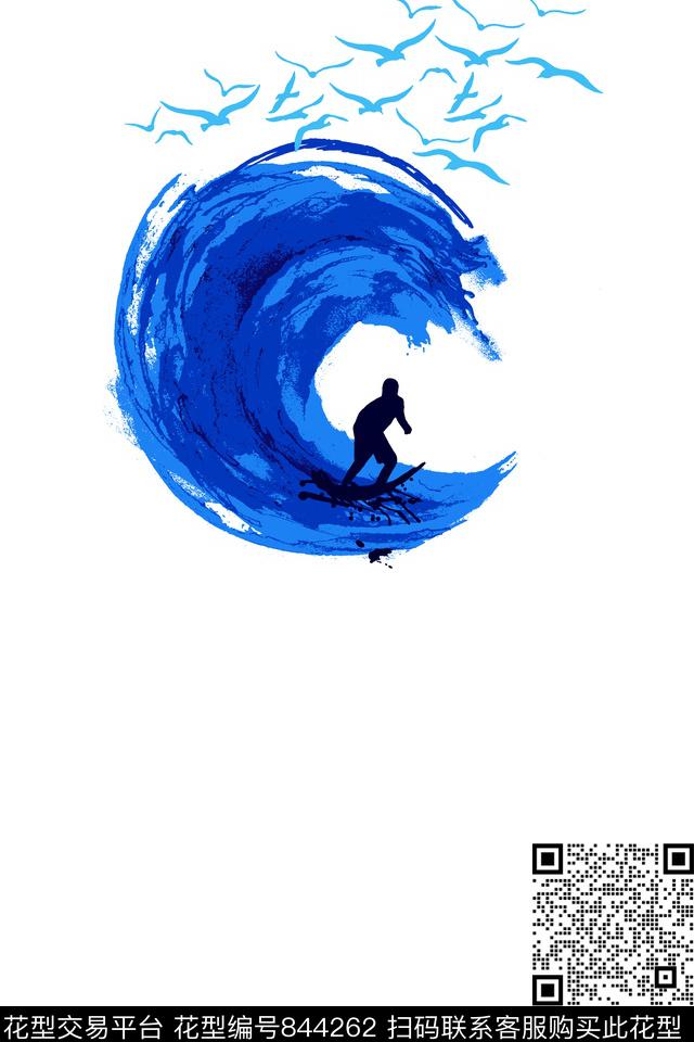 天鹅人海浪传统印花华亿平台下载（图片编号: 844262） - 瓦栏（Walan）