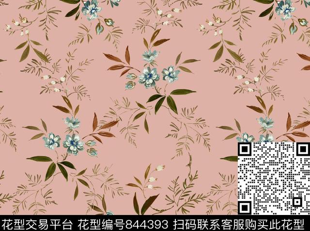 手绘小碎花花卉数码印花华亿平台下载（图片编号: 844393） - 瓦栏（Walan）