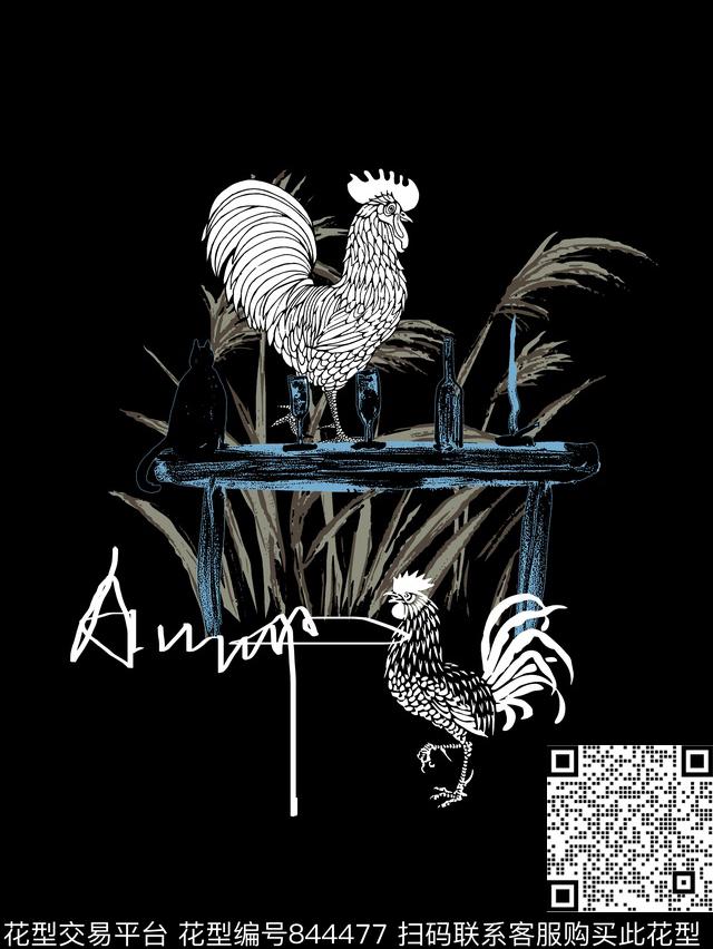 公鸡草男装T恤华亿平台传统印花华亿平台下载（图片编号: 844477） - 瓦栏（Walan）