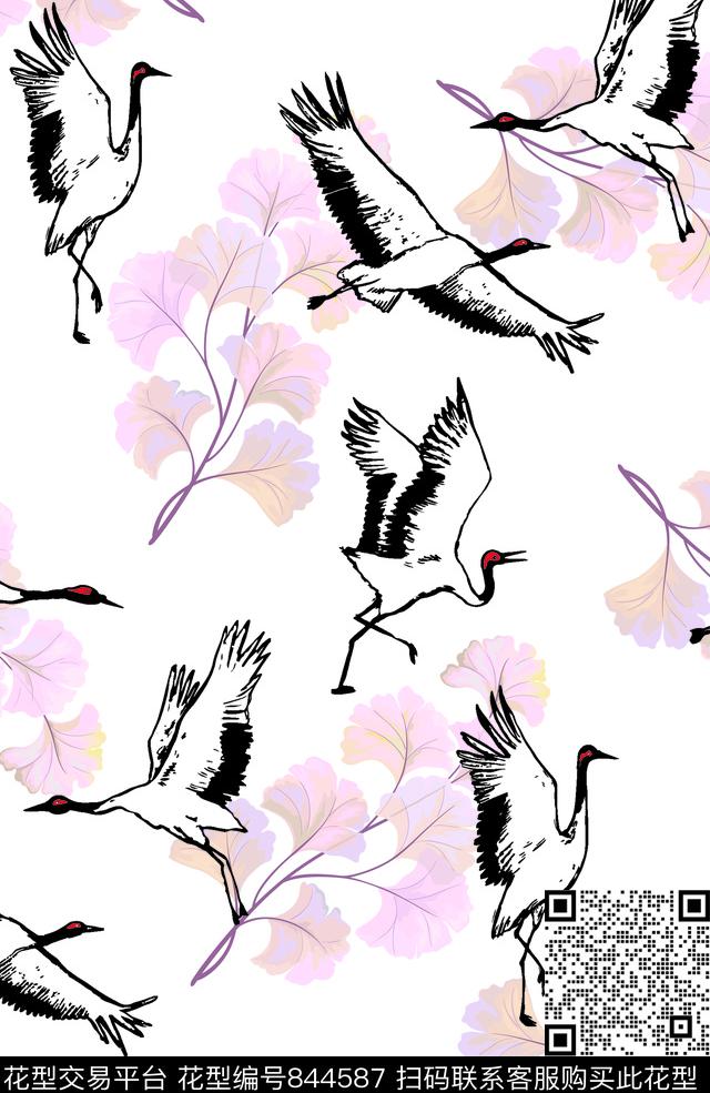 传统民族风花卉大牌秋冬花卉水墨花卉传统印花华亿平台下载（图片编号: 844587） - 瓦栏（Walan）