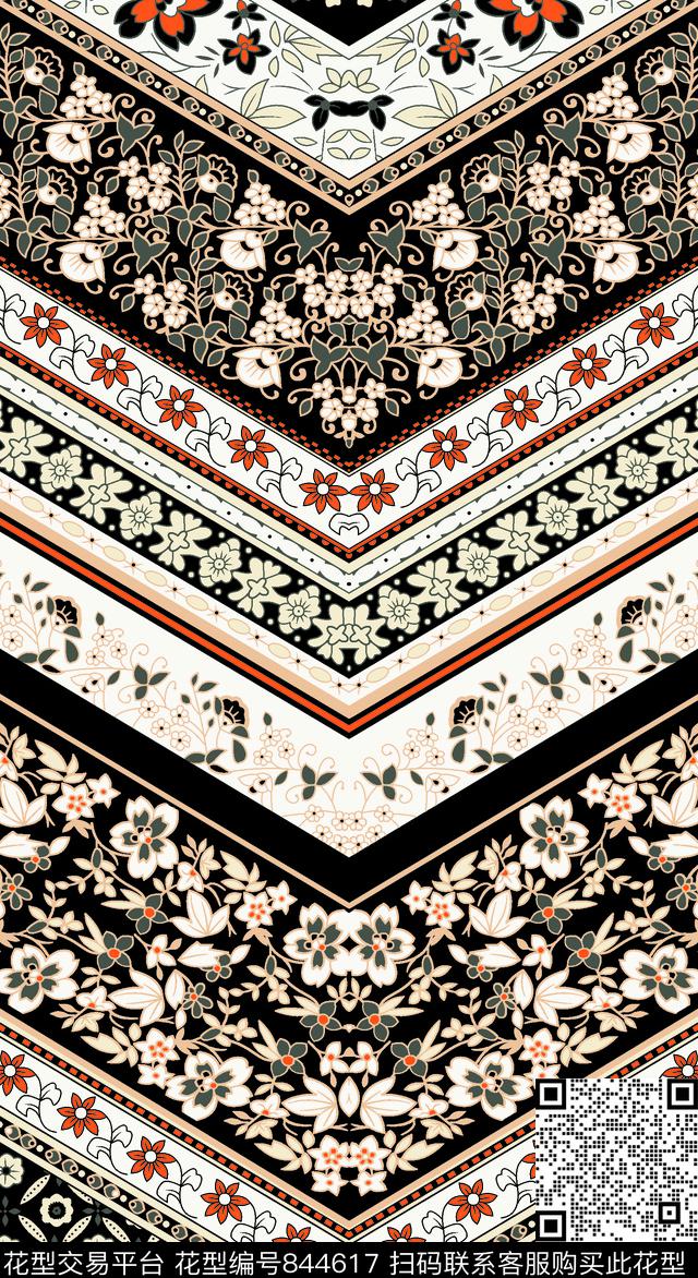 欧美部落卷草纹传统印花华亿平台下载（图片编号: 844617） - 瓦栏（Walan）