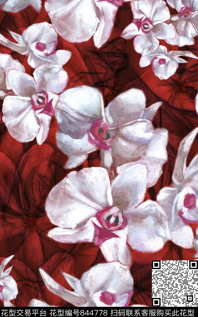 民族风花朵花卉数码印花华亿平台下载（图片编号: 844778） - 瓦栏（Walan）