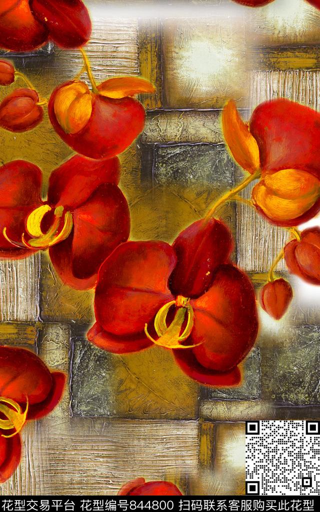 民族风花朵花卉数码印花华亿平台下载（图片编号: 844800） - 瓦栏（Walan）