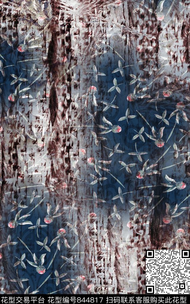 花卉小碎花布纹数码印花华亿平台下载（图片编号: 844817） - 瓦栏（Walan）
