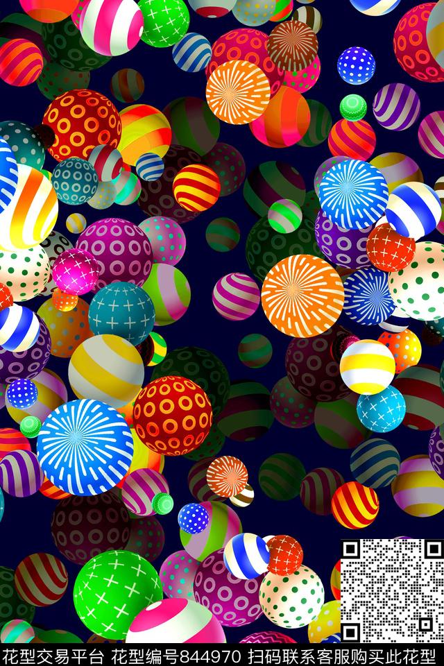 抽象几何圆数码印花华亿平台下载（图片编号: 844970） - 瓦栏（Walan）