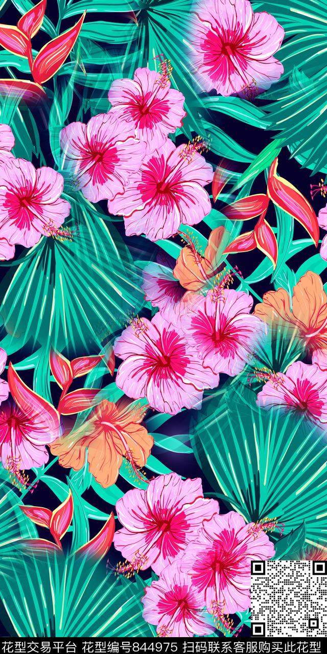 花朵花瓣花卉数码印花华亿平台下载（图片编号: 844975） - 瓦栏（Walan）