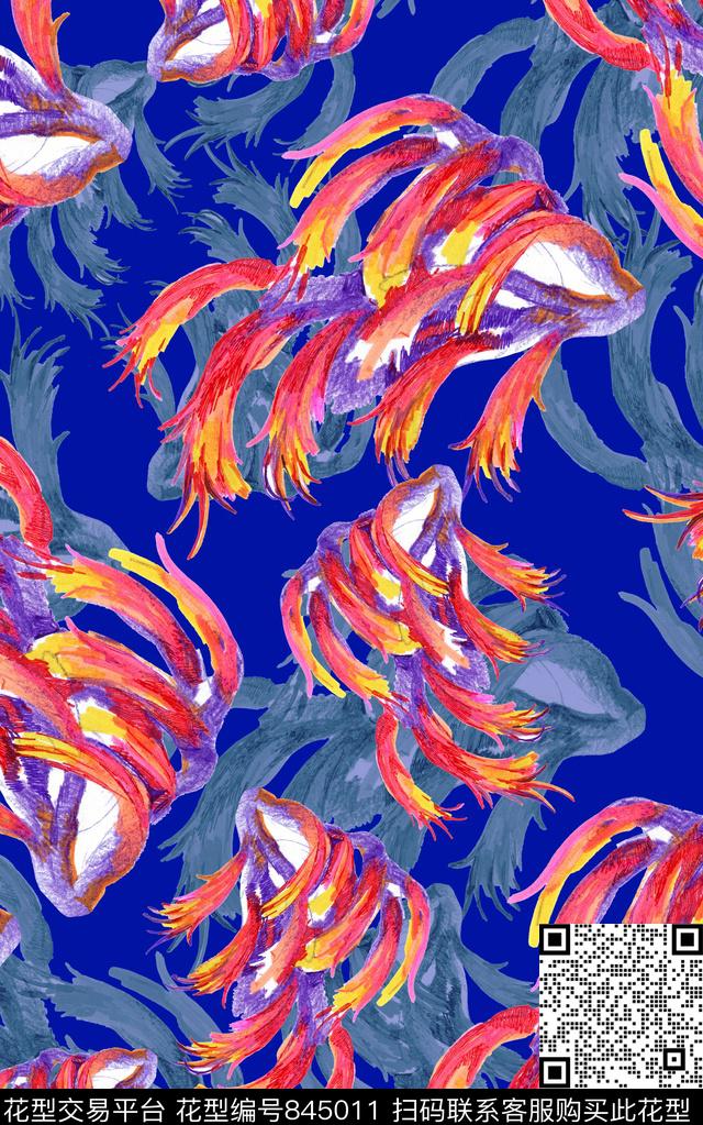 花卉民族风树枝数码印花华亿平台下载（图片编号: 845011） - 瓦栏（Walan）