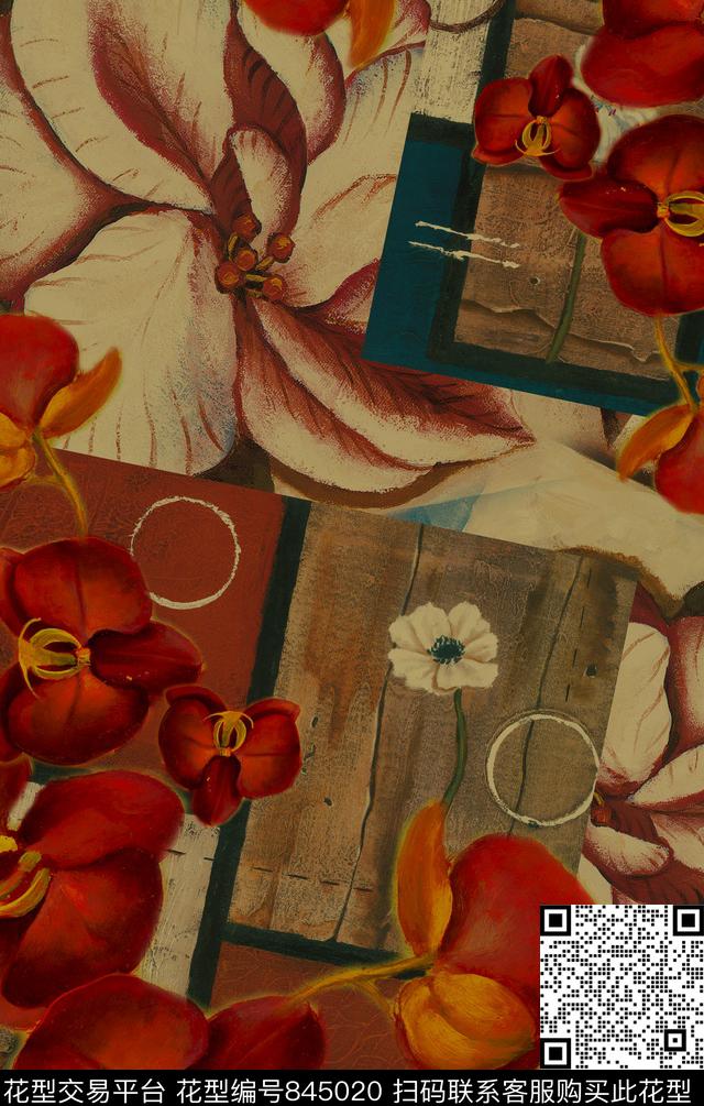 花卉波西米亚欧式数码印花华亿平台下载（图片编号: 845020） - 瓦栏（Walan）