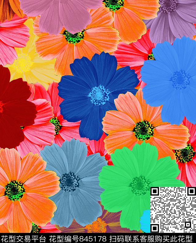 花朵花卉大花数码印花华亿平台下载（图片编号: 845178） - 瓦栏（Walan）