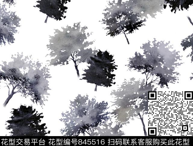 欧美树枝树叶数码印花华亿平台下载（图片编号: 845516） - 瓦栏（Walan）