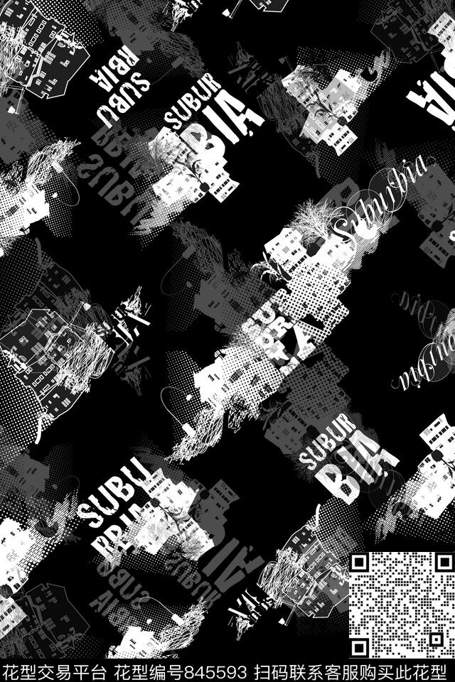 休闲字母拼接数码印花华亿平台下载（图片编号: 845593） - 瓦栏（Walan）