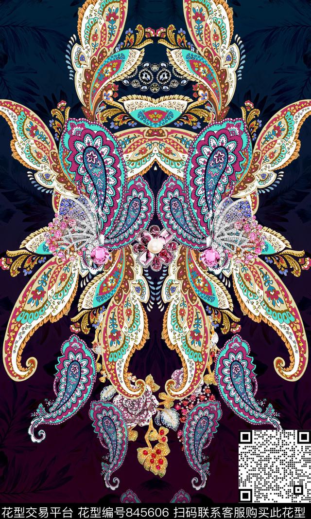 民族风腰果饰品数码印花华亿平台下载（图片编号: 845606） - 瓦栏（Walan）