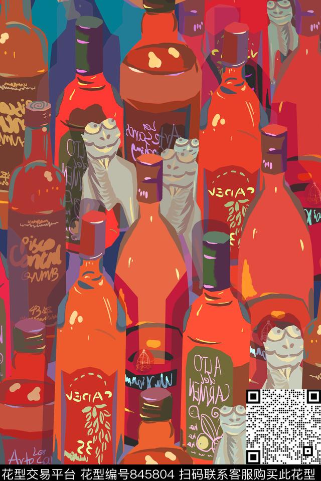 卡通可爱禅意数码印花华亿平台下载（图片编号: 845804） - 瓦栏（Walan）