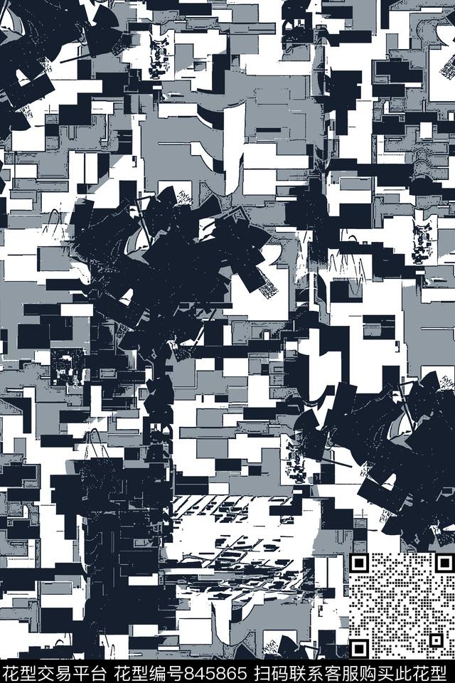 抽象几何方块传统印花华亿平台下载（图片编号: 845865） - 瓦栏（Walan）