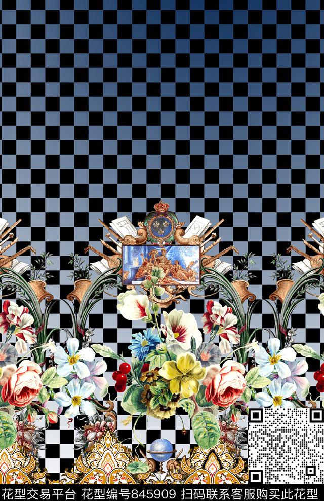 花卉条纹几何数码印花华亿平台下载（图片编号: 845909） - 瓦栏（Walan）