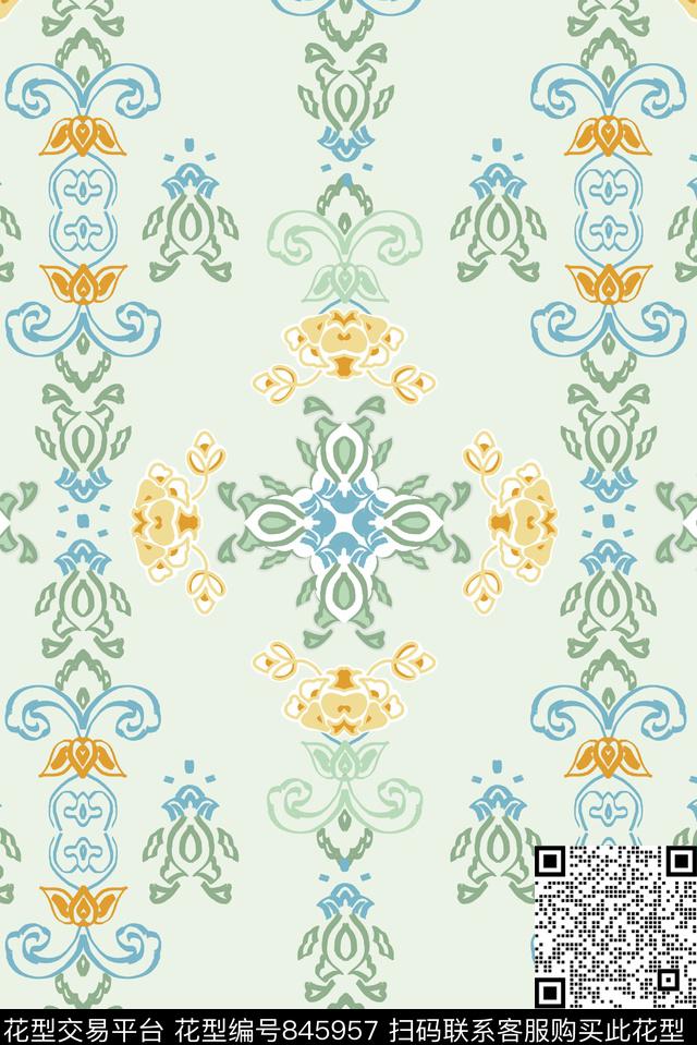 文艺中国风清新传统印花华亿平台下载（图片编号: 845957） - 瓦栏（Walan）