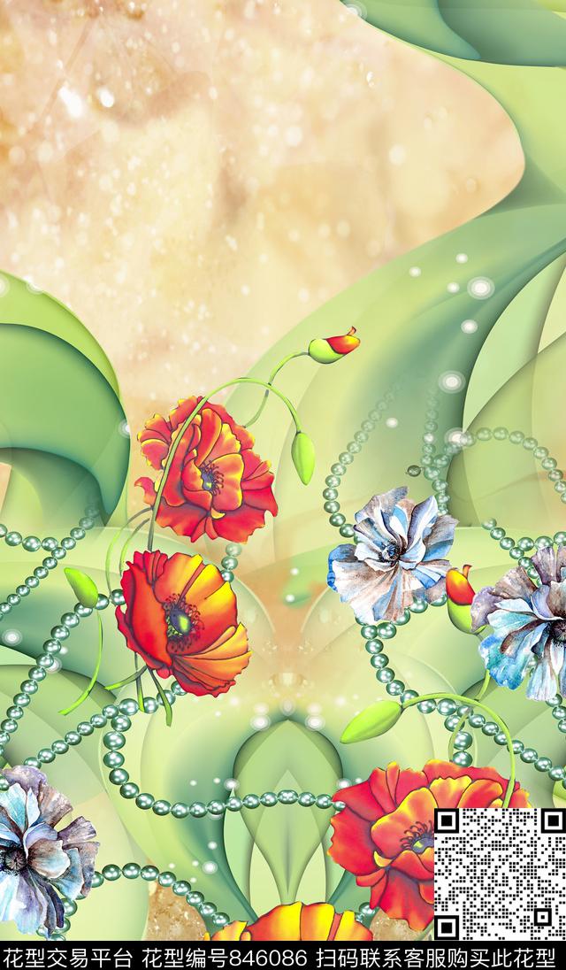 花卉花朵小碎花数码印花华亿平台下载（图片编号: 846086） - 瓦栏（Walan）