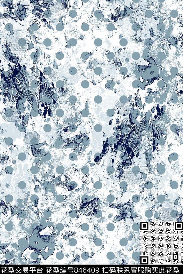 抽象纹理波点靓仔男装华亿平台传统印花华亿平台下载（图片编号: 846409） - 瓦栏（Walan）