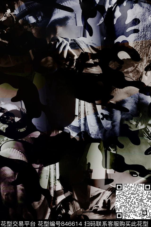 几何抽象创意自然风景数码印花华亿平台下载（图片编号: 846614） - 瓦栏（Walan）