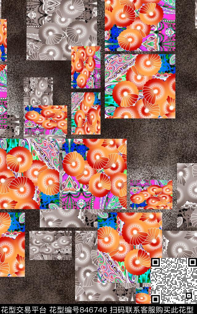 波西米亚欧式中国风数码印花华亿平台下载（图片编号: 846746） - 瓦栏（Walan）