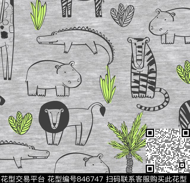 热带动物老虎狮子数码印花华亿平台下载（图片编号: 846747） - 瓦栏（Walan）