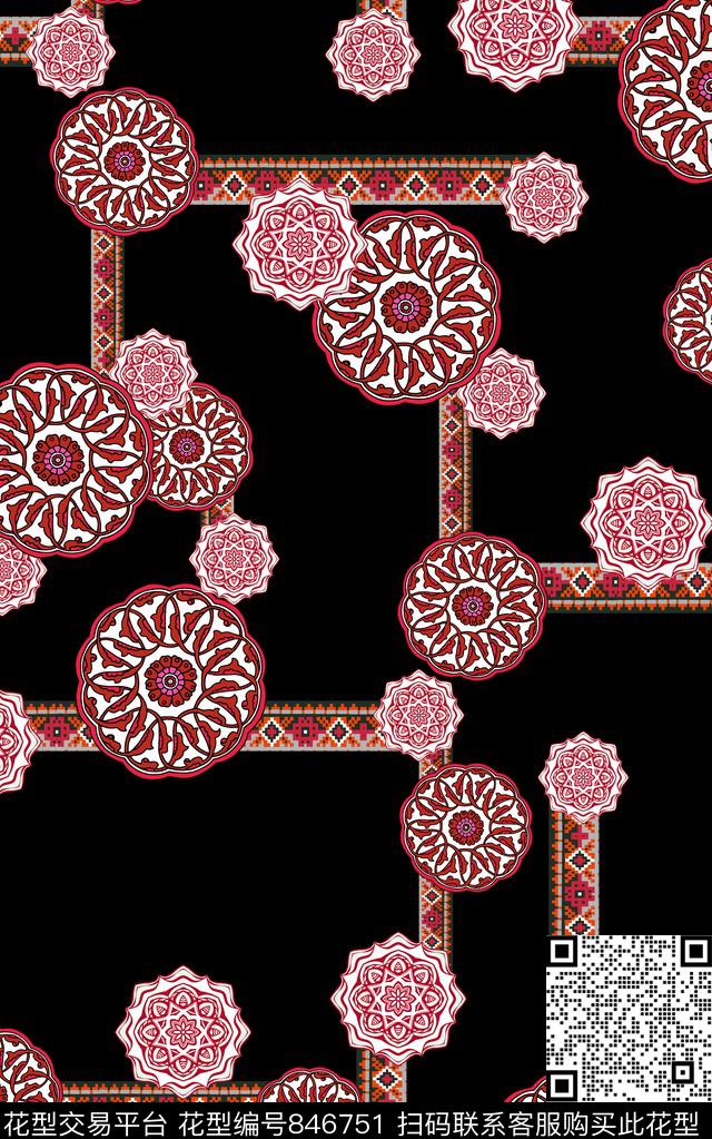 欧式波西米亚民族风传统印花华亿平台下载（图片编号: 846751） - 瓦栏（Walan）