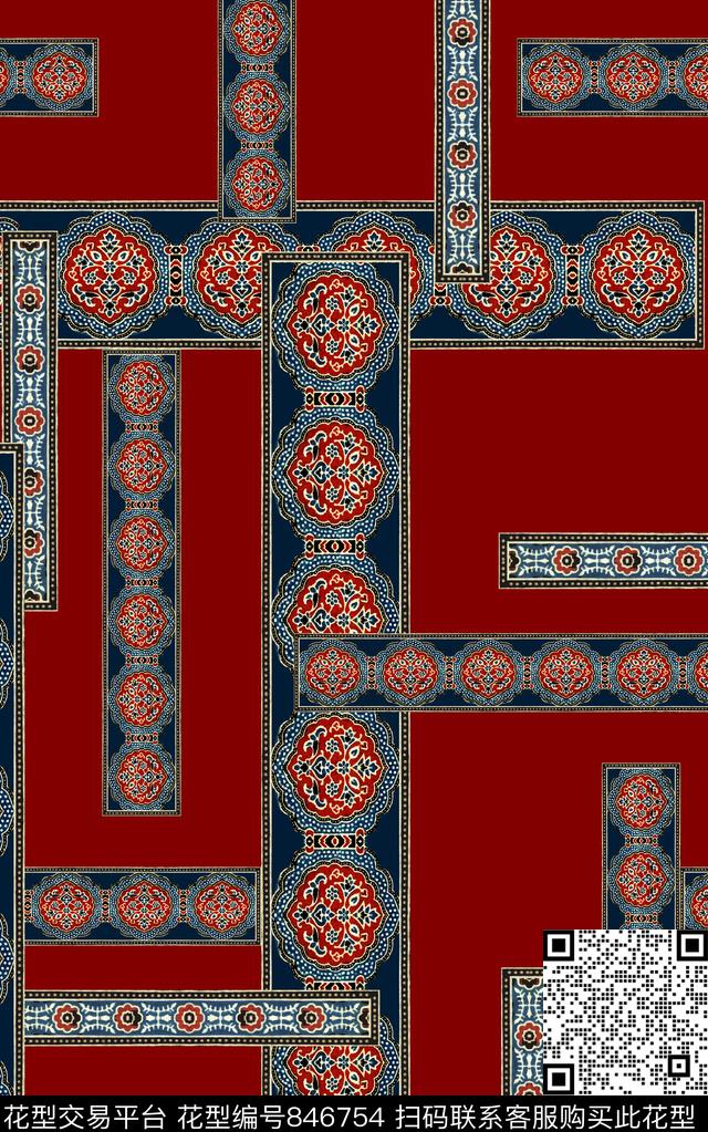 欧式波西米亚民族风传统印花华亿平台下载（图片编号: 846754） - 瓦栏（Walan）