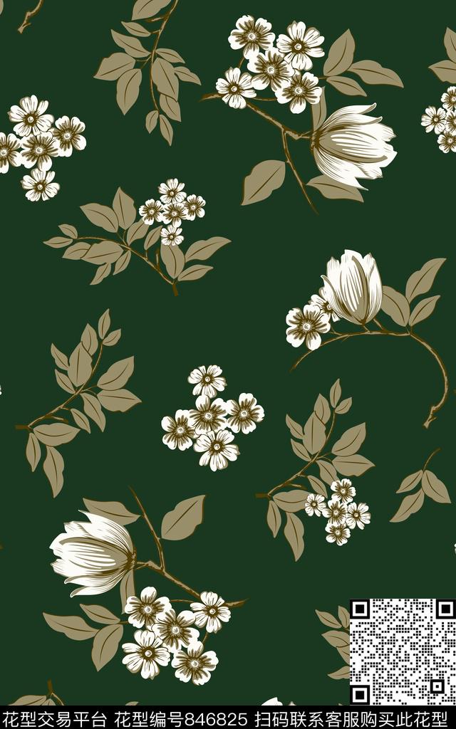 花朵小碎花花卉传统印花华亿平台下载（图片编号: 846825） - 瓦栏（Walan）