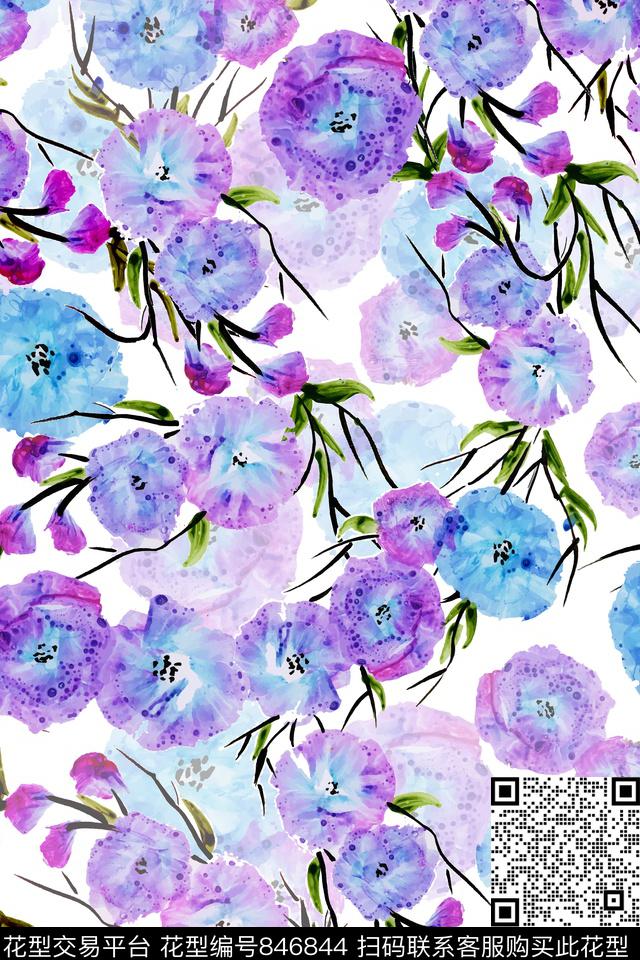 花卉花瓣花朵数码印花华亿平台下载（图片编号: 846844） - 瓦栏（Walan）