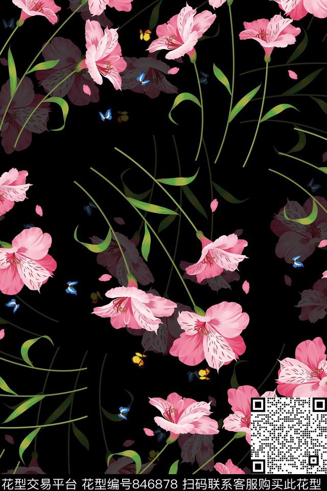 花卉手绘华亿平台小碎花数码印花华亿平台下载（图片编号: 846878） - 瓦栏（Walan）