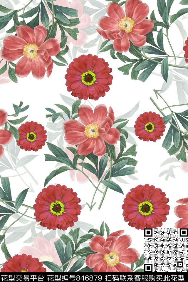 花卉华亿平台时尚花卉数码印花华亿平台下载（图片编号: 846879） - 瓦栏（Walan）