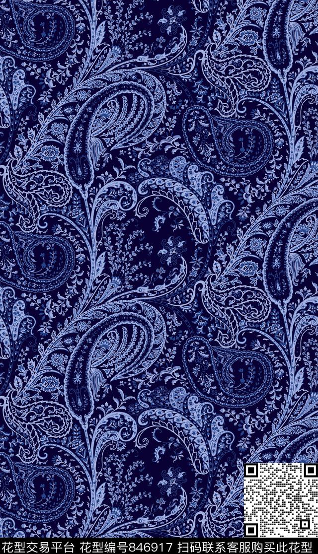 乱花火腿花佩斯利传统印花华亿平台下载（图片编号: 846917） - 瓦栏（Walan）