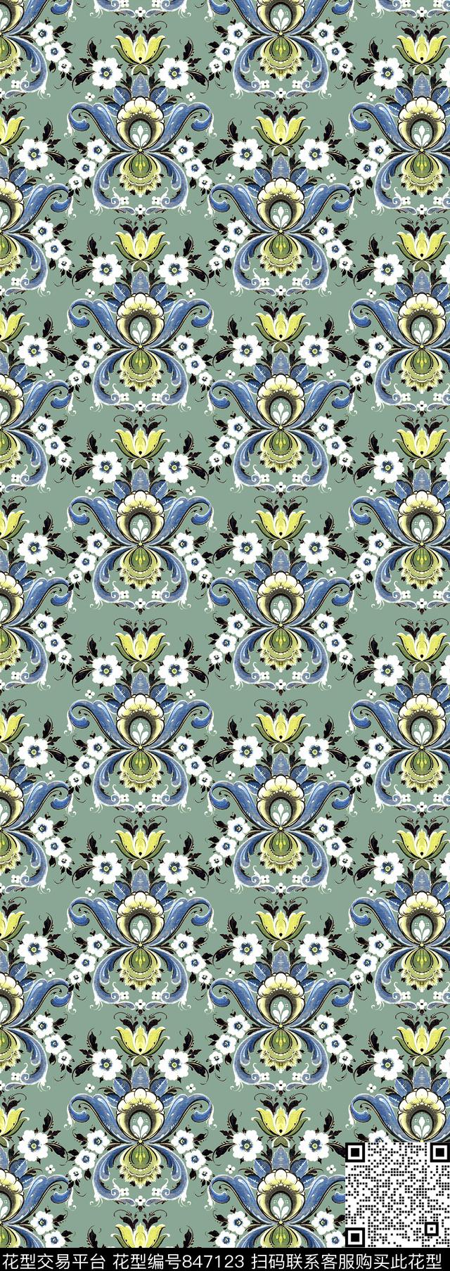 复古民族波西米亚数码印花华亿平台下载（图片编号: 847123） - 瓦栏（Walan）