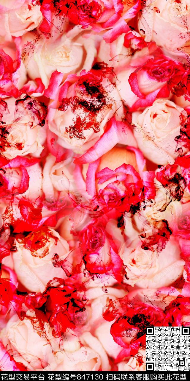 抽象数码印花花卉数码印花华亿平台下载（图片编号: 847130） - 瓦栏（Walan）