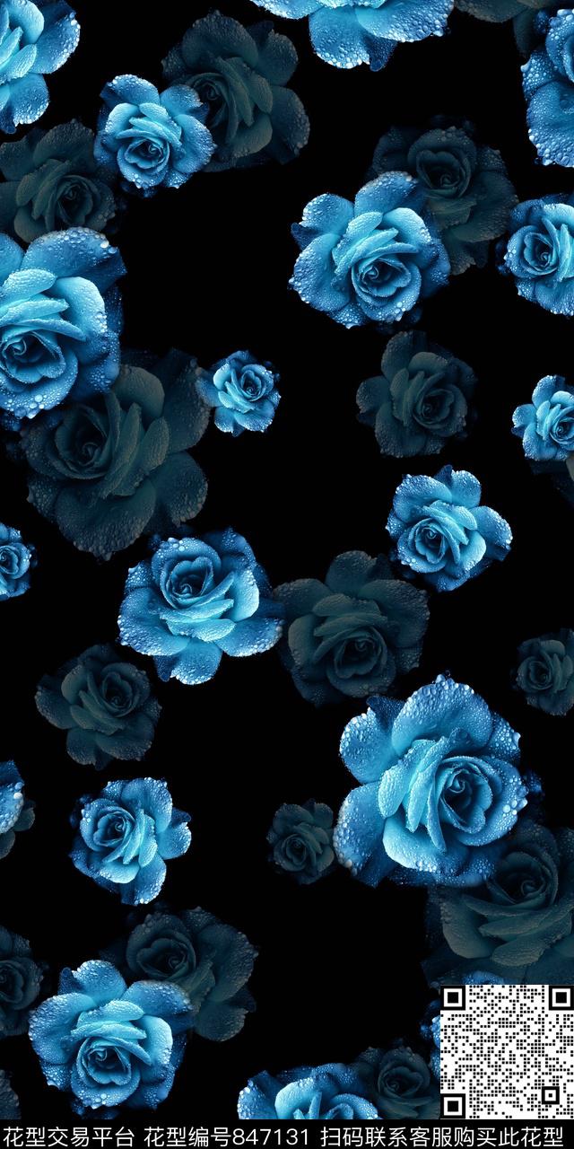 抽象数码印花花卉数码印花华亿平台下载（图片编号: 847131） - 瓦栏（Walan）