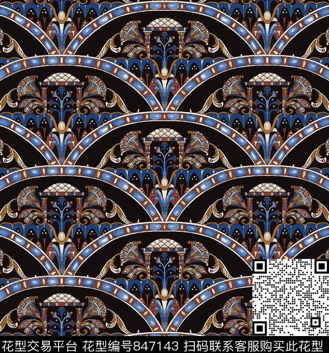 复古欧式宫廷数码印花华亿平台下载（图片编号: 847143） - 瓦栏（Walan）