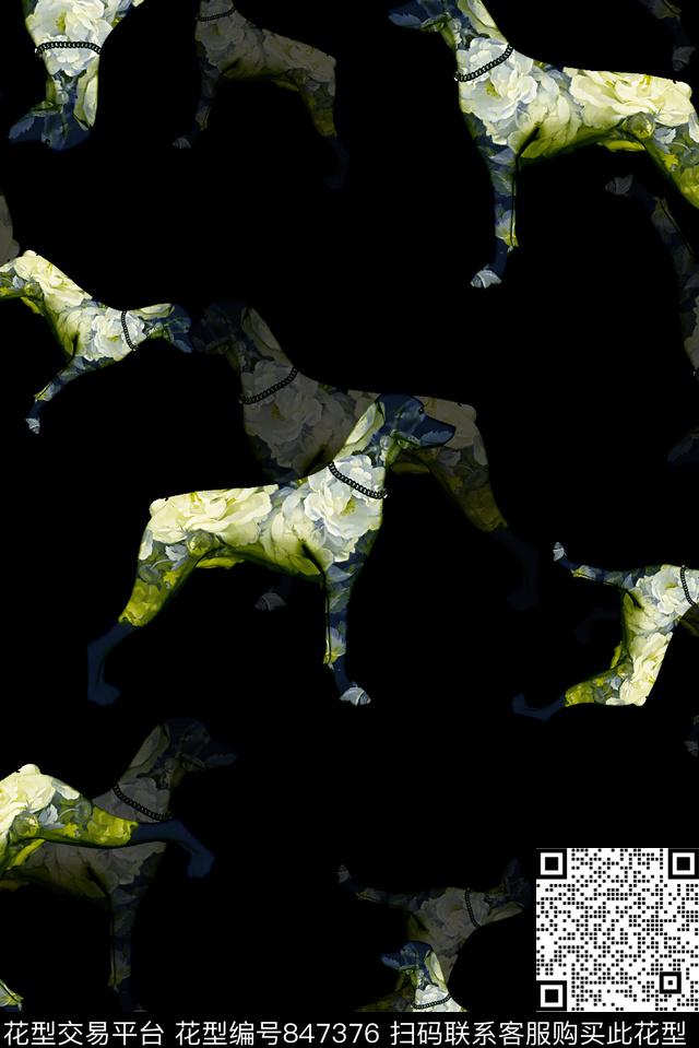 狗复古花纹男装夹克华亿平台数码印花华亿平台下载（图片编号: 847376） - 瓦栏（Walan）