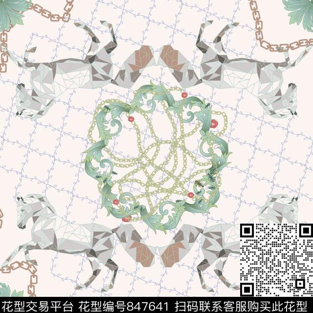 几何植物卷草传统印花华亿平台下载（图片编号: 847641） - 瓦栏（Walan）