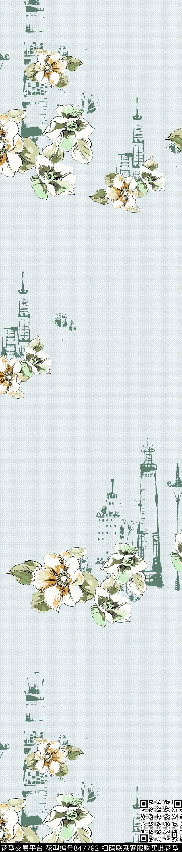抽象花卉窗帘传统印花华亿平台下载（图片编号: 847792） - 瓦栏（Walan）