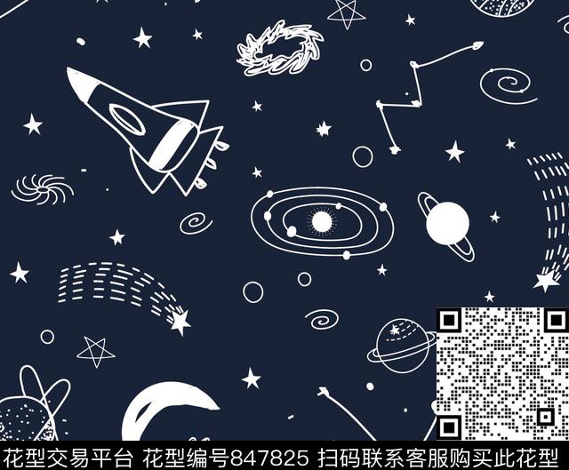 手绘轮廓太空传统印花华亿平台下载（图片编号: 847825） - 瓦栏（Walan）