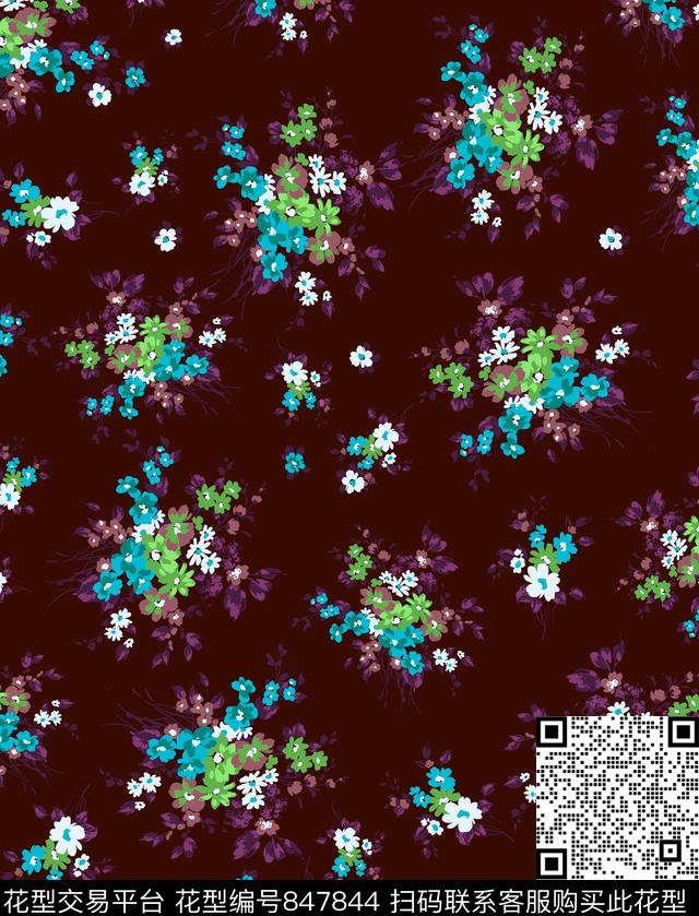 花朵花卉小碎花传统印花华亿平台下载（图片编号: 847844） - 瓦栏（Walan）