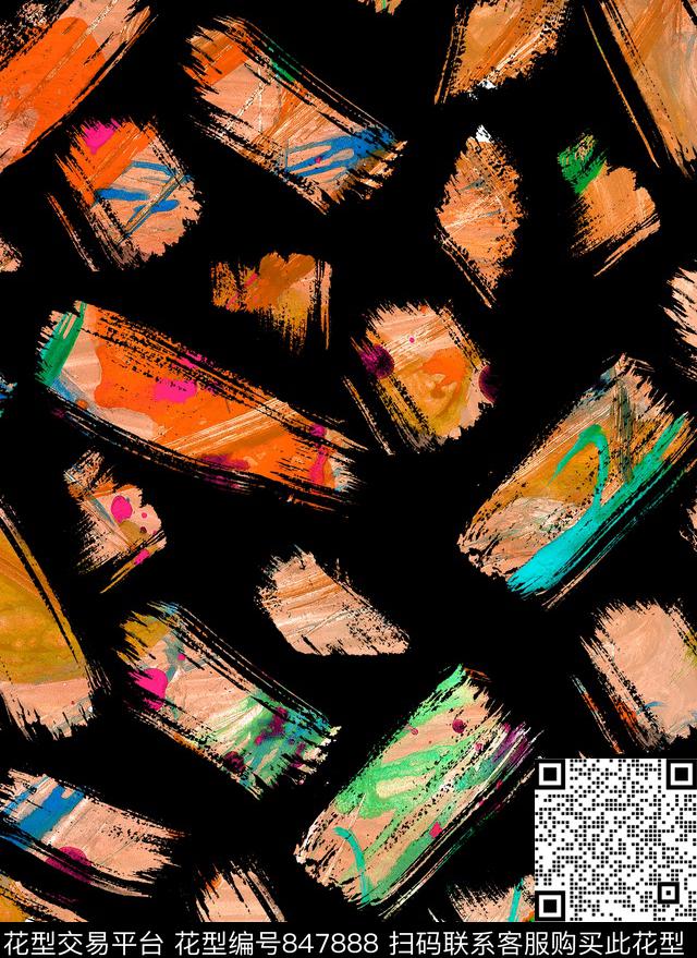 笔刷笔触手绘油画数码印花华亿平台下载（图片编号: 847888） - 瓦栏（Walan）