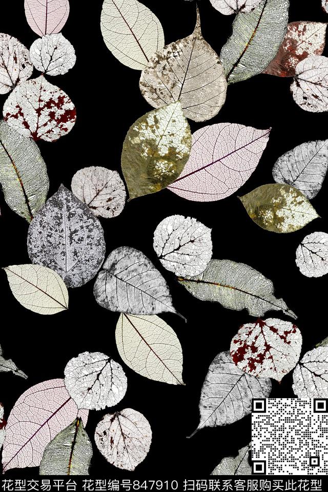 叶子肌理叶纹数码印花华亿平台下载（图片编号: 847910） - 瓦栏（Walan）