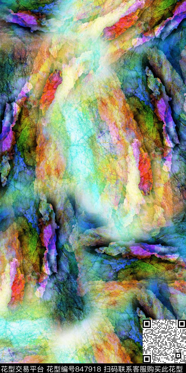 乱花抽象满版花数码印花华亿平台下载（图片编号: 847918） - 瓦栏（Walan）