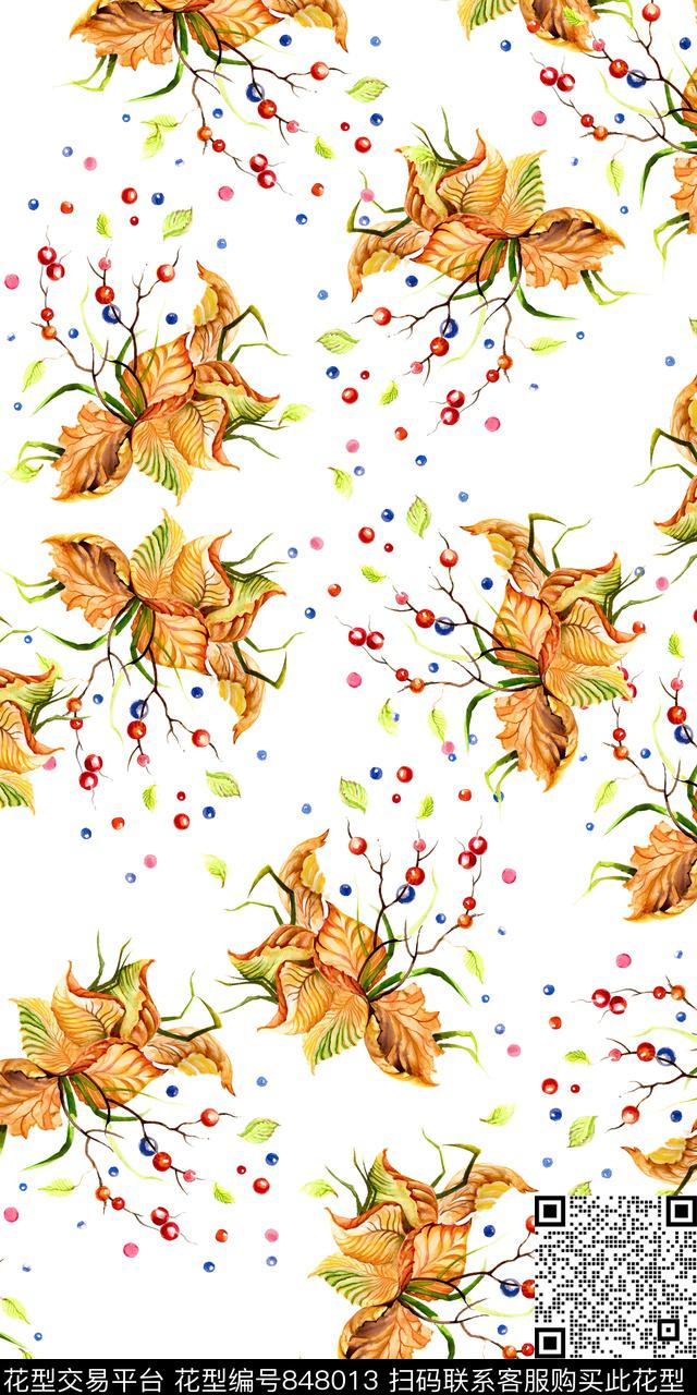花卉花朵小碎花数码印花华亿平台下载（图片编号: 848013） - 瓦栏（Walan）