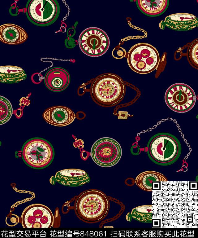 钟表解构圆圈传统印花华亿平台下载（图片编号: 848061） - 瓦栏（Walan）