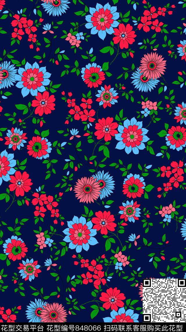 小碎花花朵花卉传统印花华亿平台下载（图片编号: 848066） - 瓦栏（Walan）